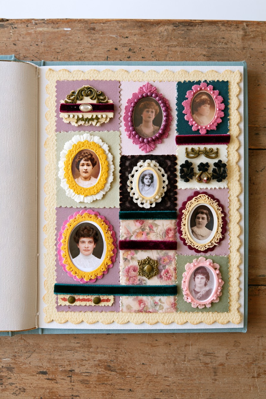 Cameo portrait collection with velvet and antique details