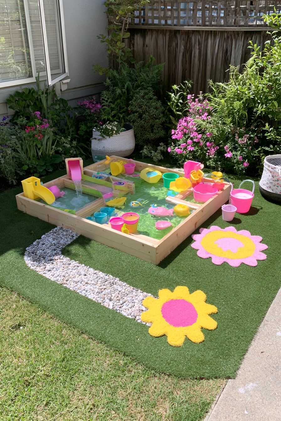 Small backyard water play station for children