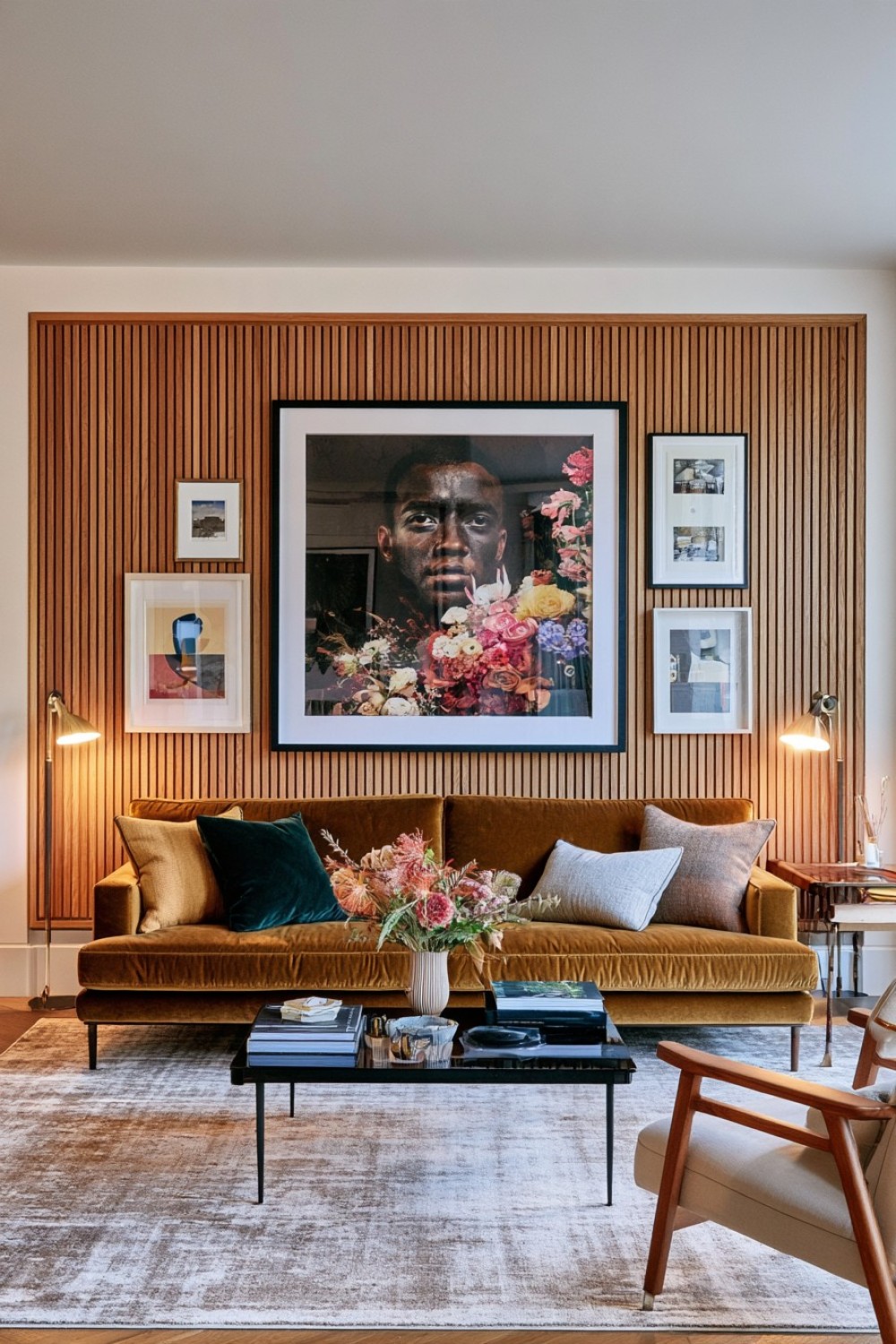 14. Narrow Vertical Panels Behind The Sofa