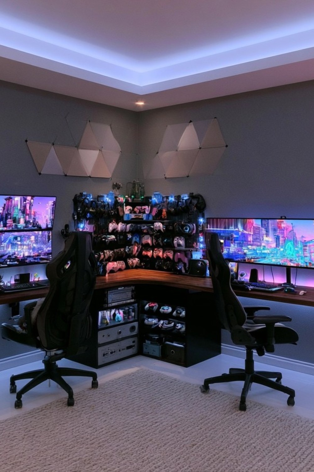 L-shaped dual gaming setup designed for two players