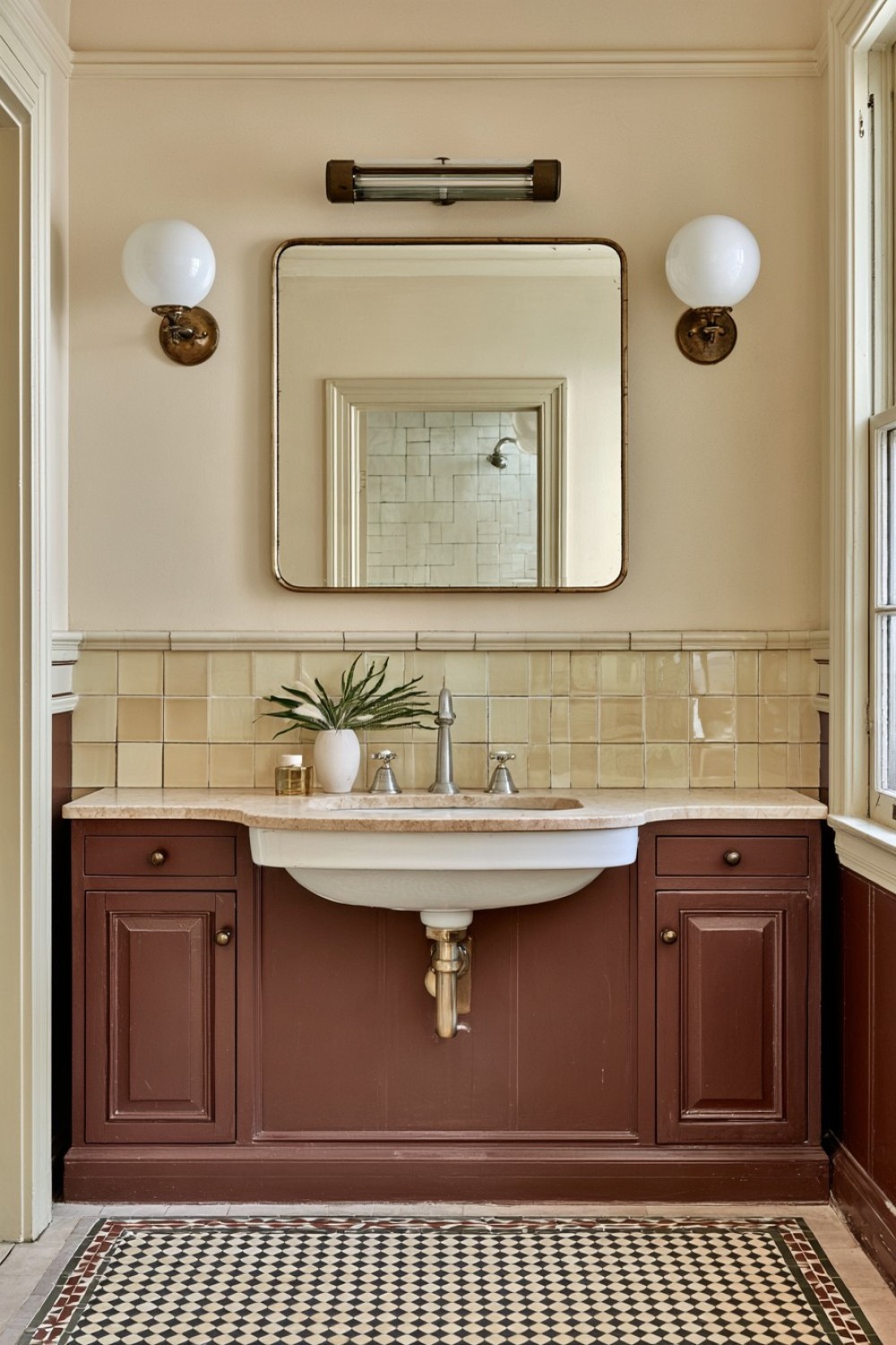 2. Burgundy And Cream Heritage Bathroom Palette