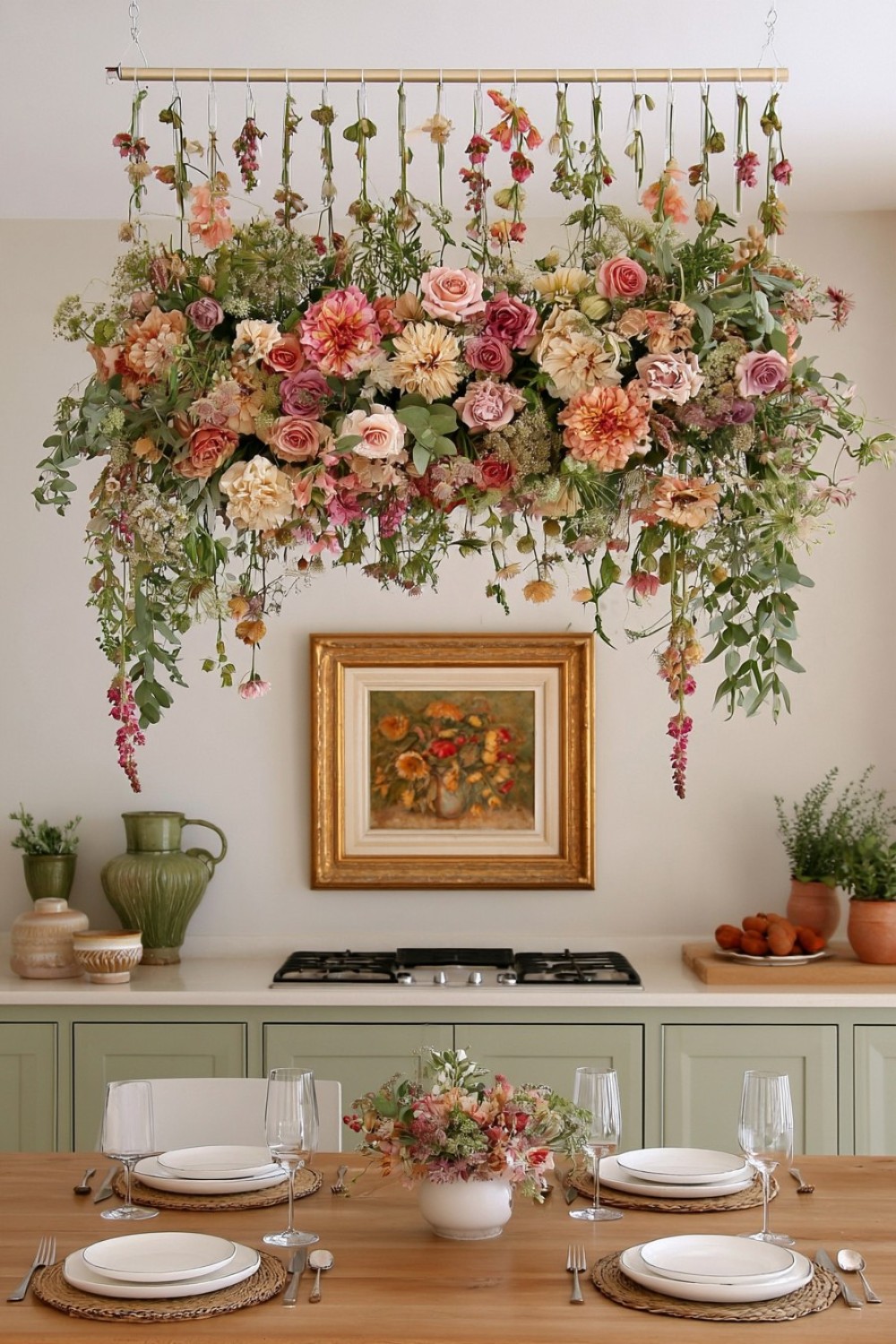 19. Suspend A Floral Installation Above A Table