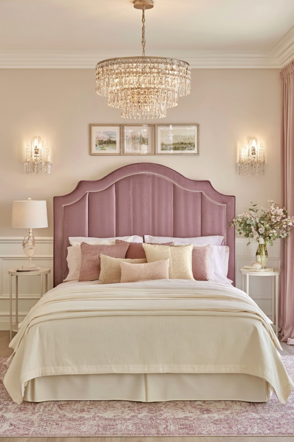 1. Curved Scalloped Upholstered Headboard