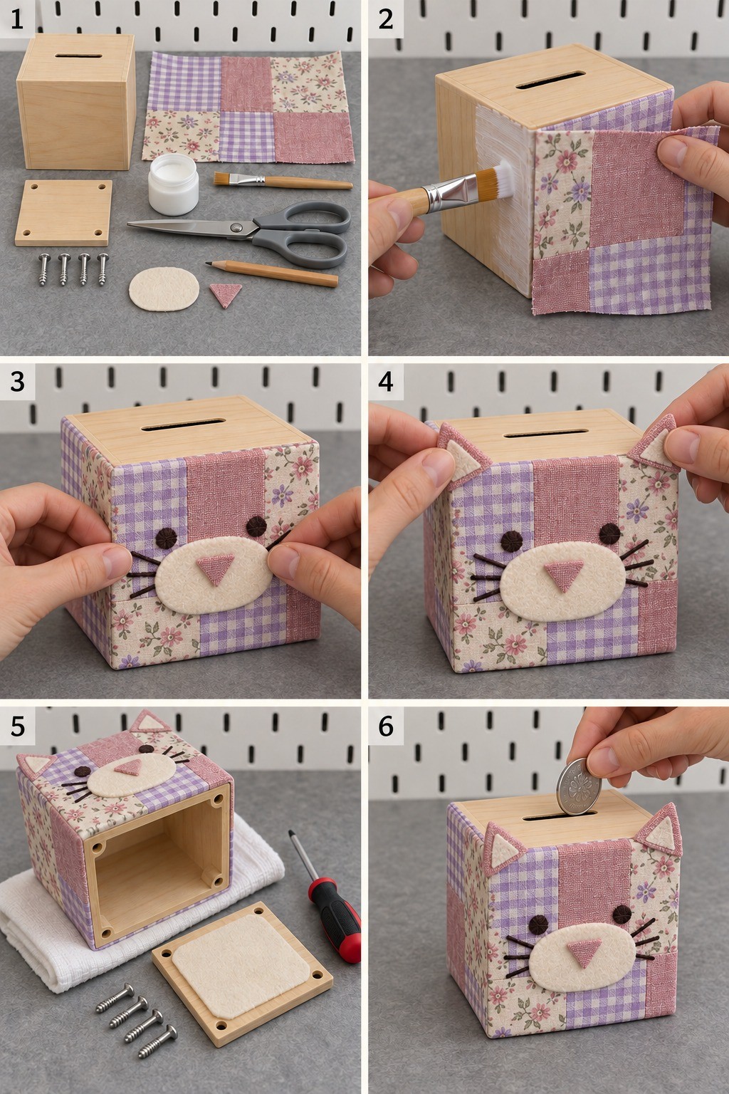 How to Make the Patchwork Cat Bank in Six Stages