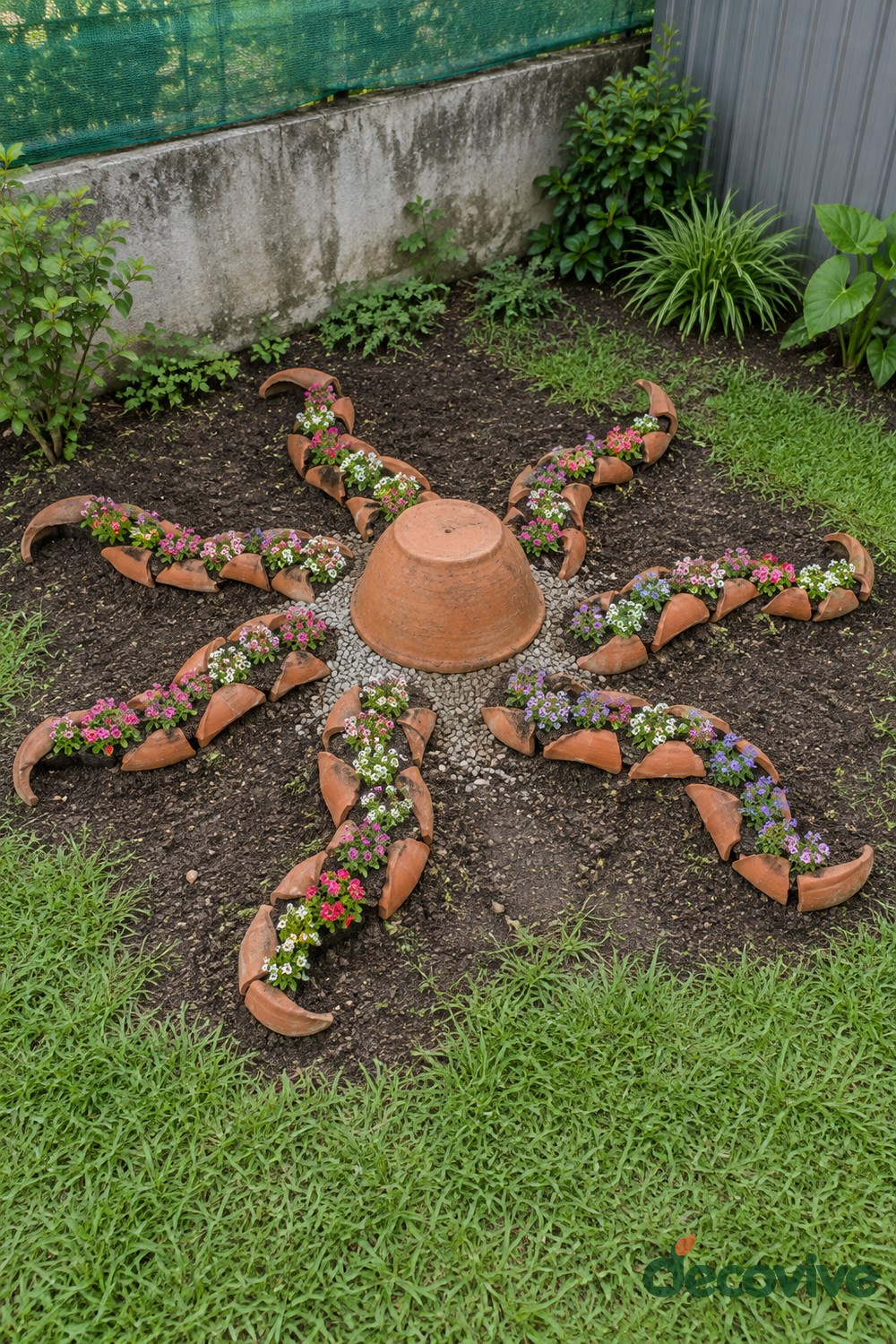 Octopus Flower Bed with Winding Terracotta Arms