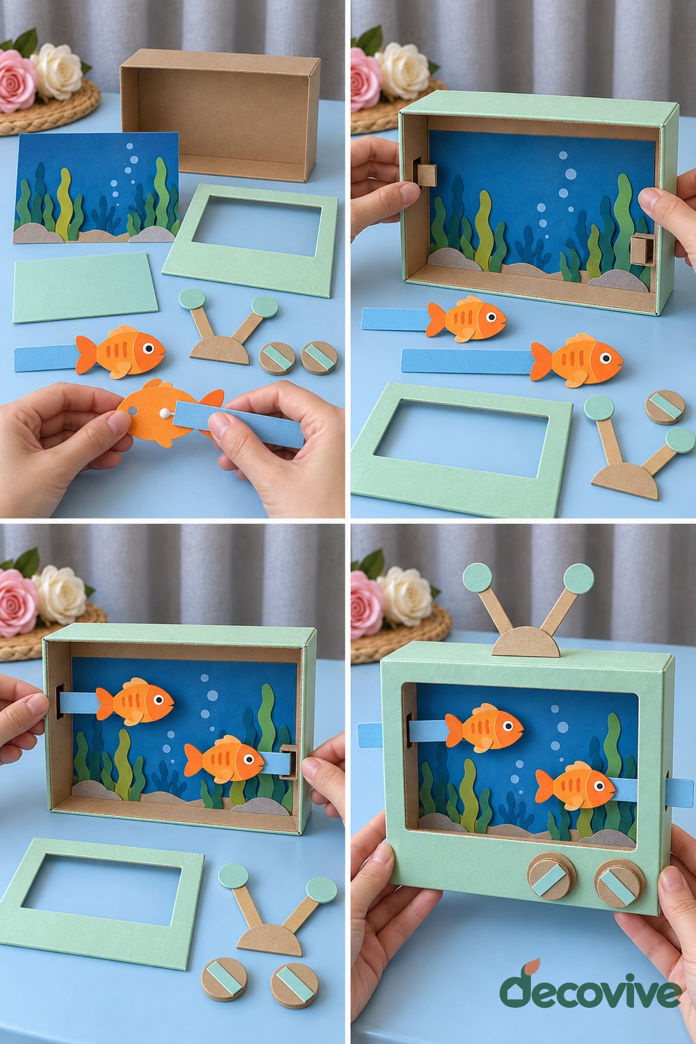 Making sequence for a shoebox aquarium television
