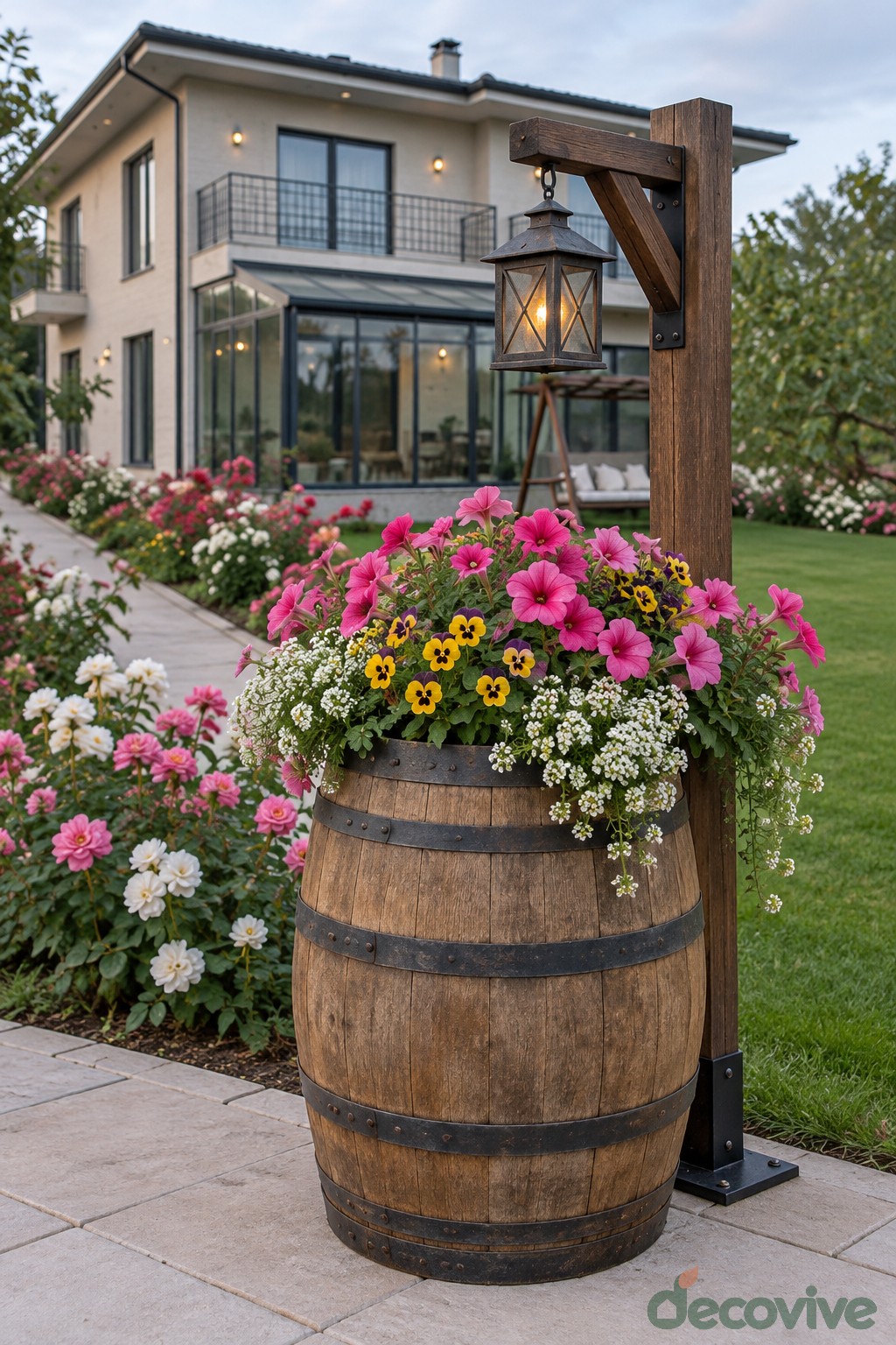 A Lantern Barrel Planter for the Patio