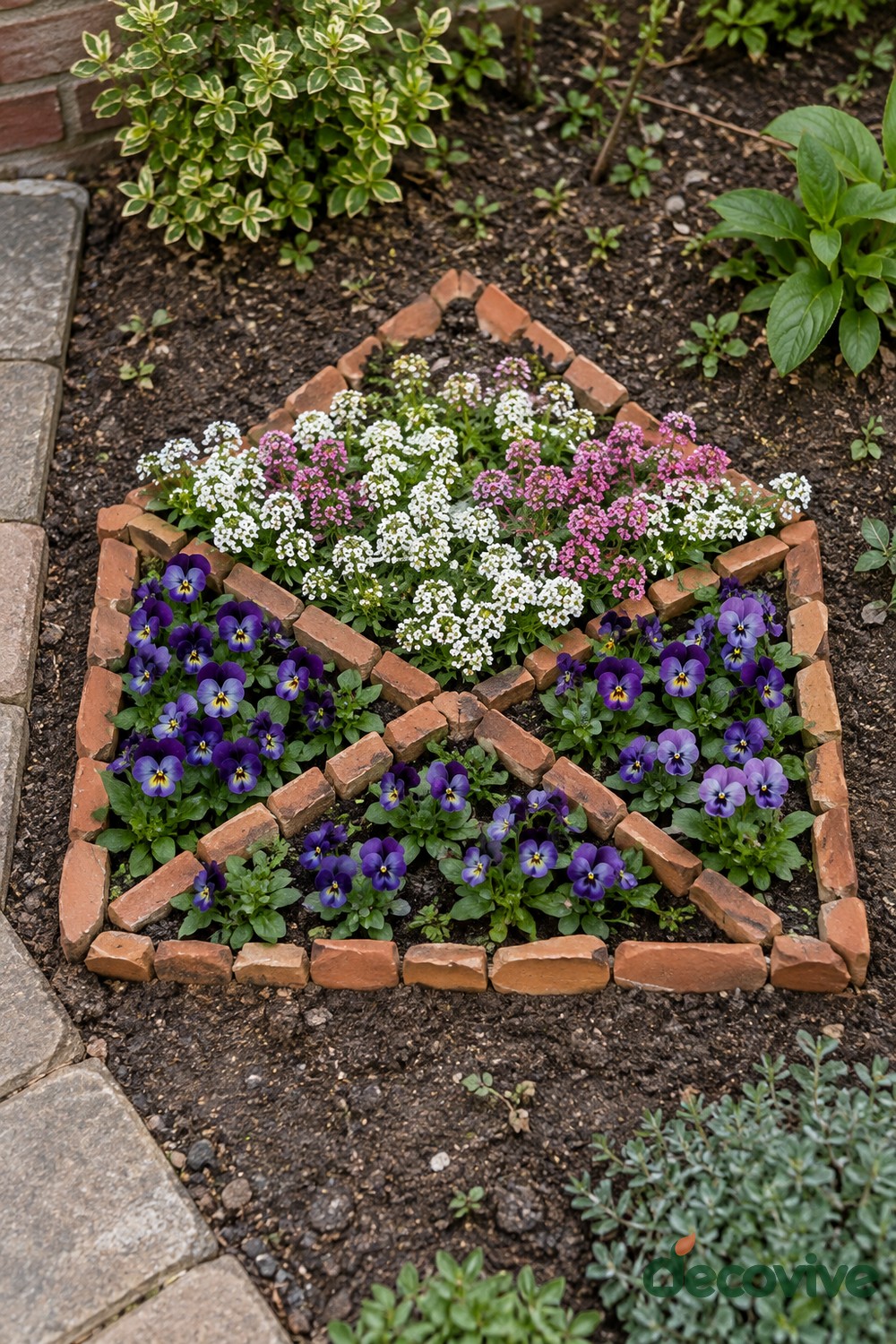 Open Envelope Flower Bed with a Terracotta Outline