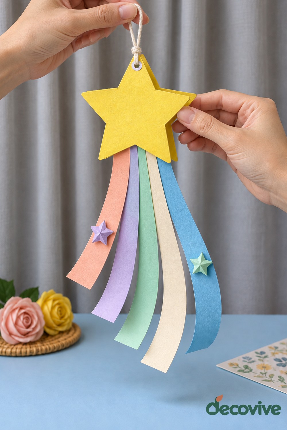 Finished rainbow paper shooting star