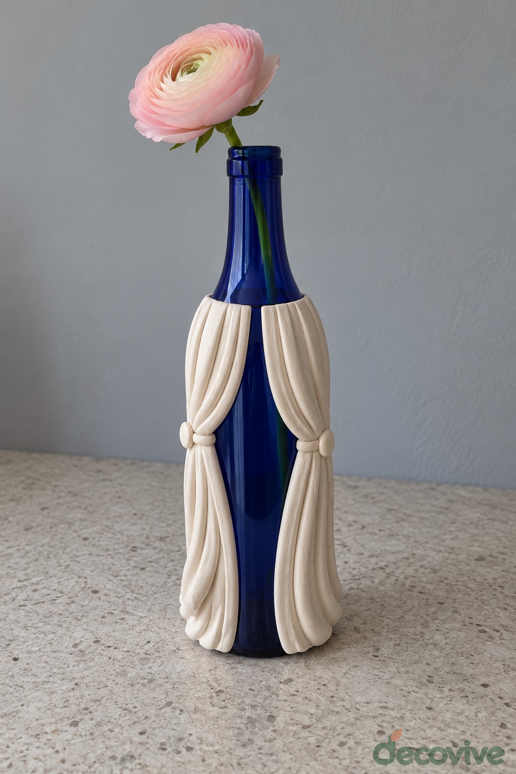 Curtain Style Blue Bottle Vase