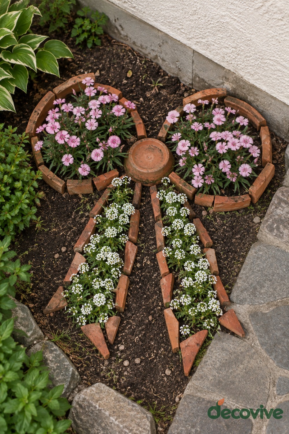 Flower Filled Bow with Terracotta Ribbon Tails