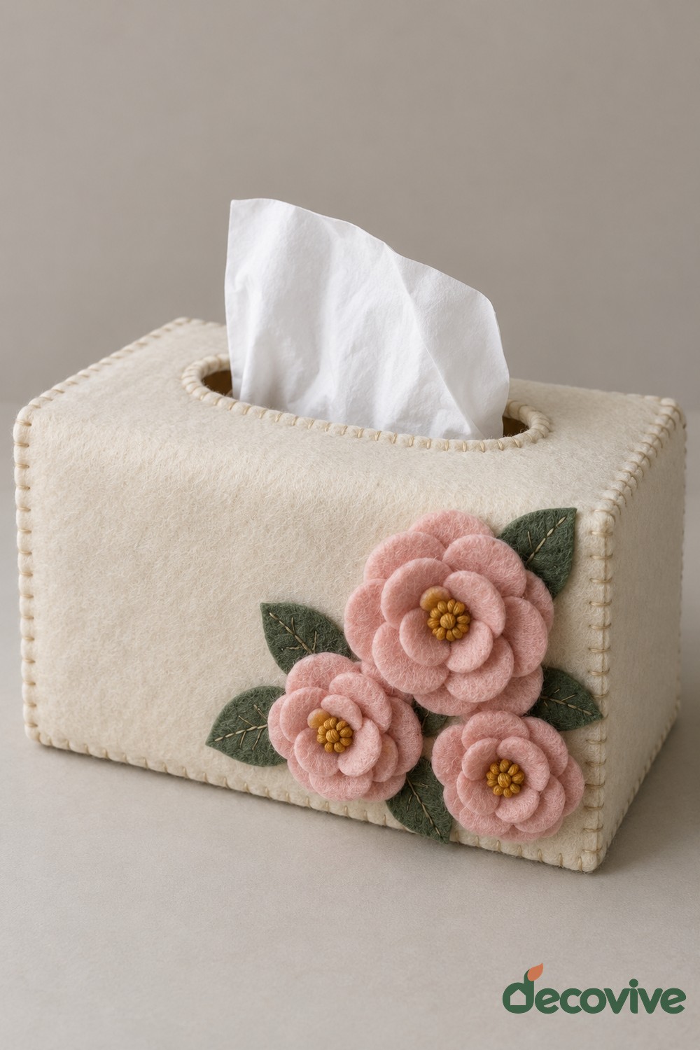 Pink Flower Tissue Box Cover