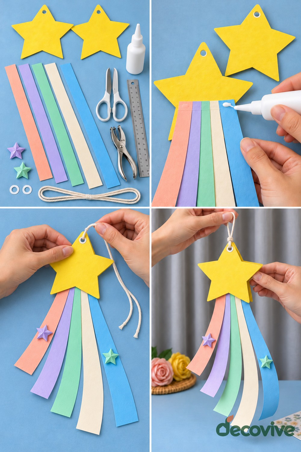 Making sequence for a rainbow paper shooting star