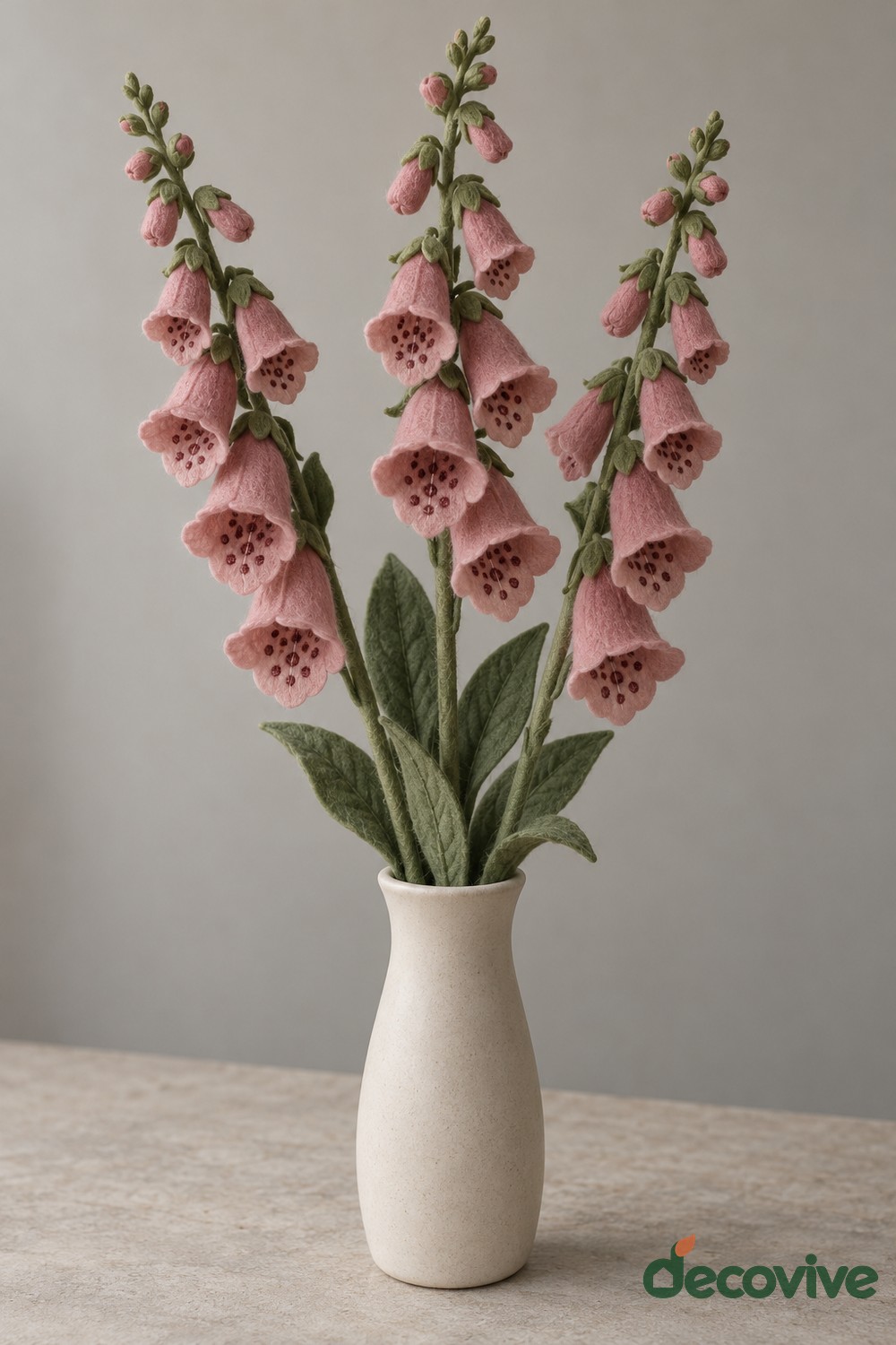 Pink Felt Foxglove Vase Arrangement