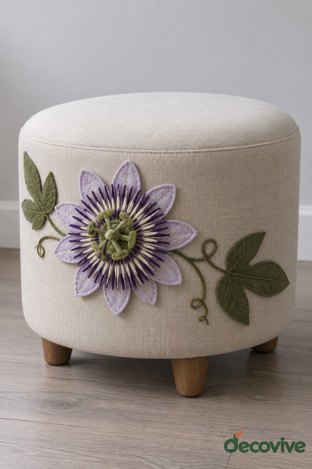 Passionflower Upholstered Footstool