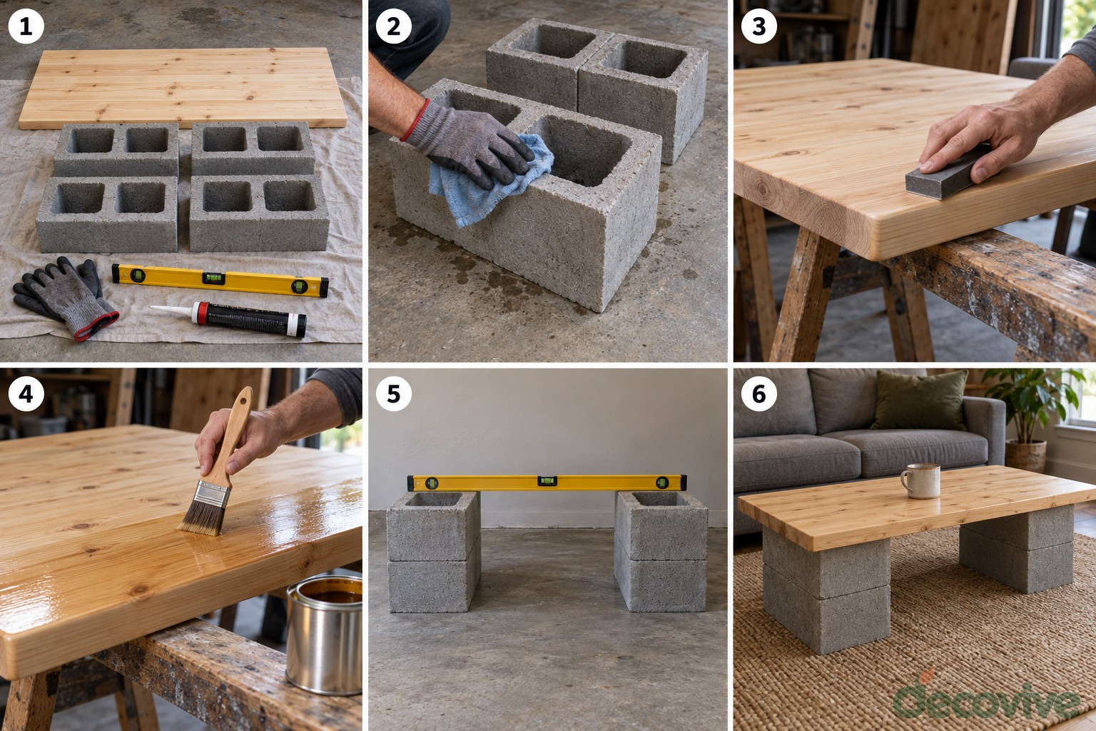 Make a Simple Coffee Table with One Flat Wooden Top