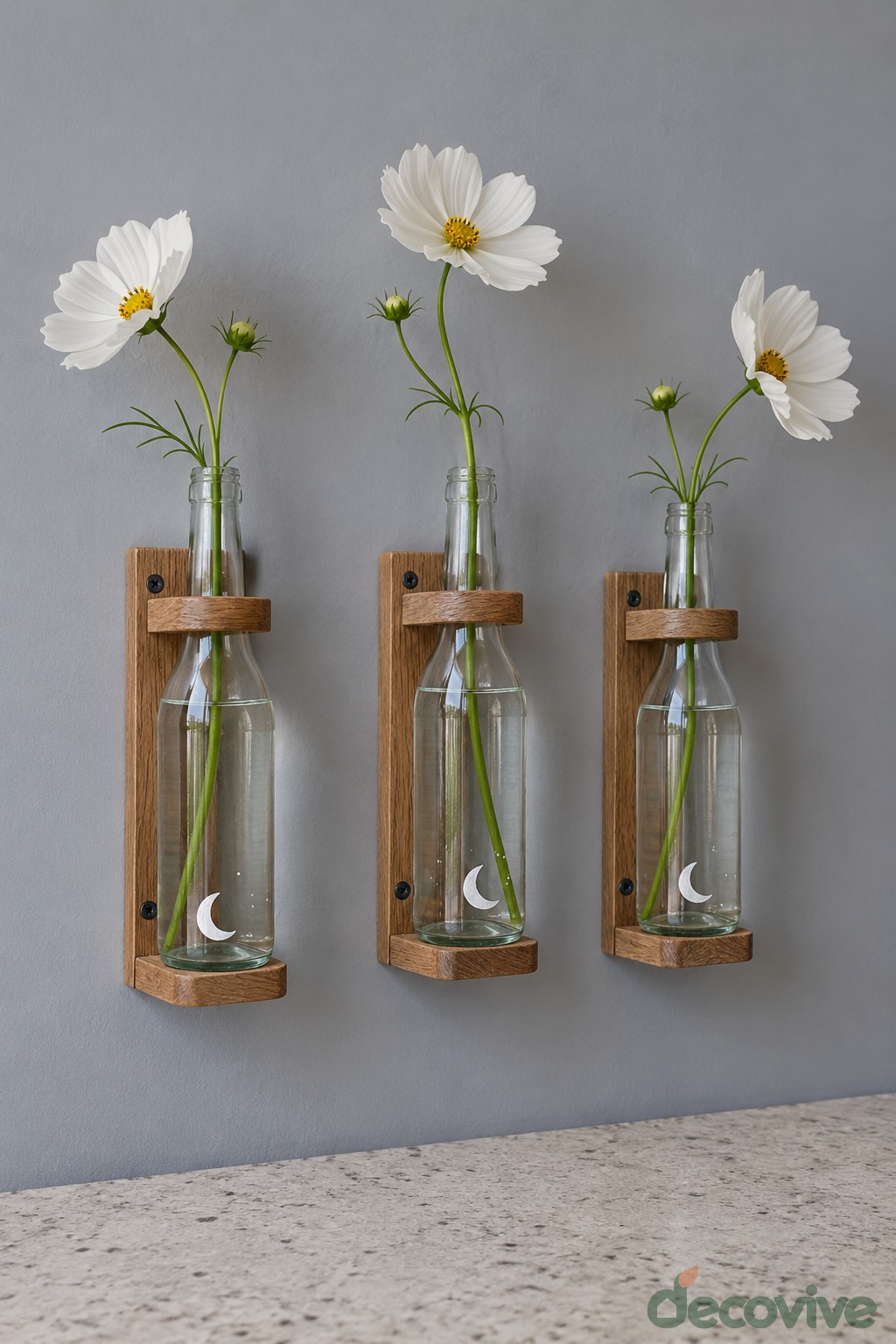 Wooden Frame Wall Bottle Vases