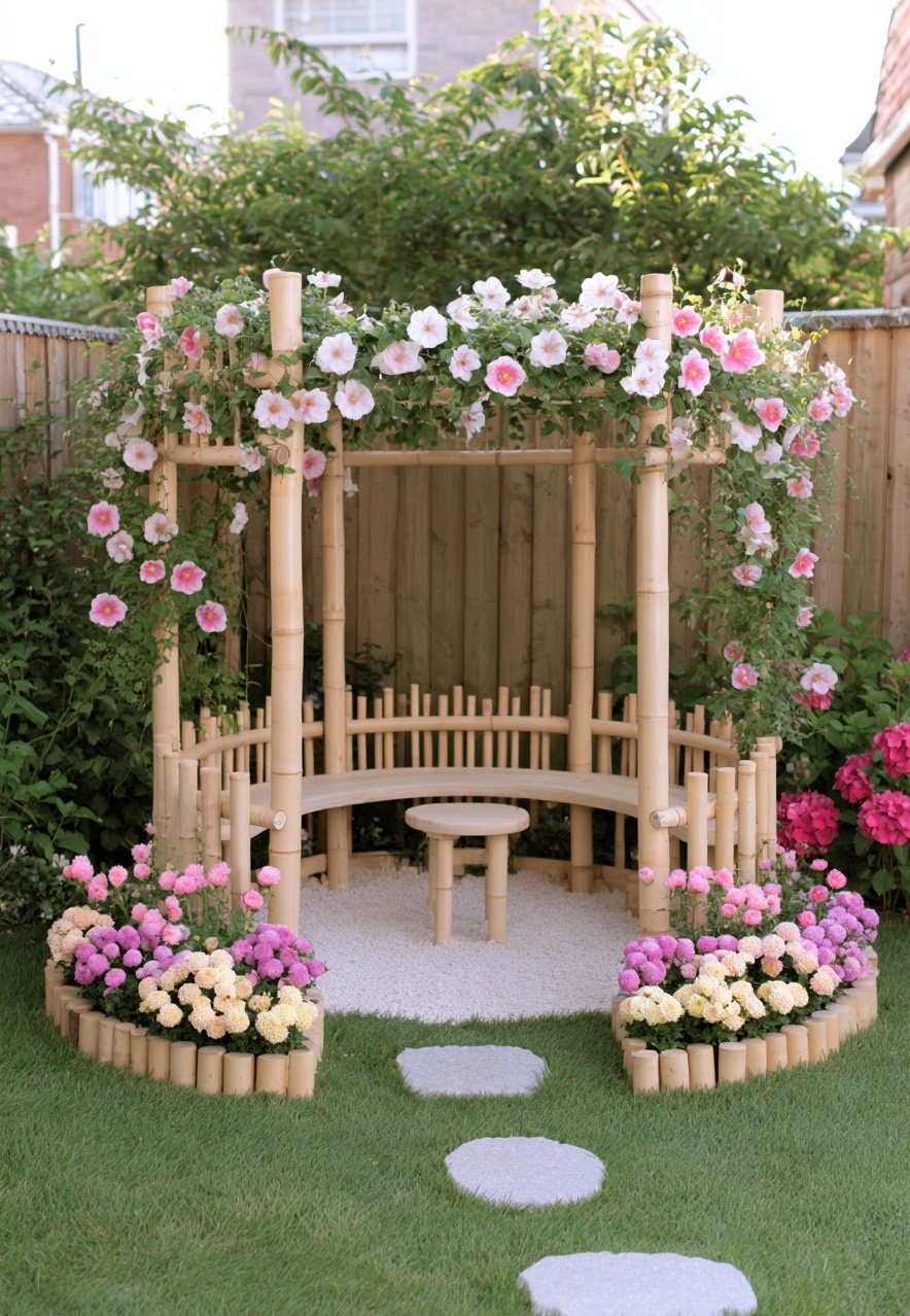46. Bamboo Seating Frame With A Curved Bench