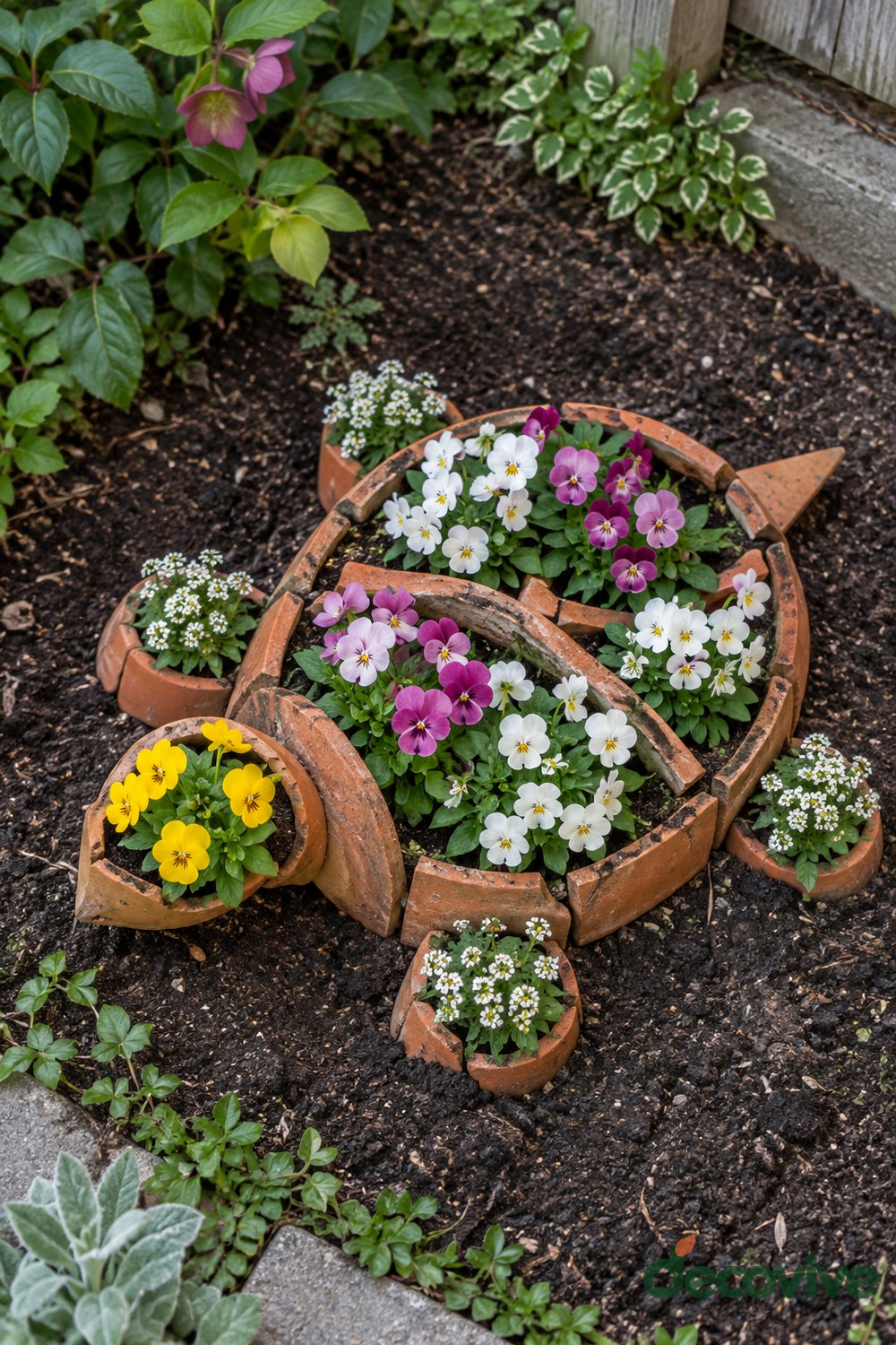 Terracotta Turtle with a Colorful Flower Shell