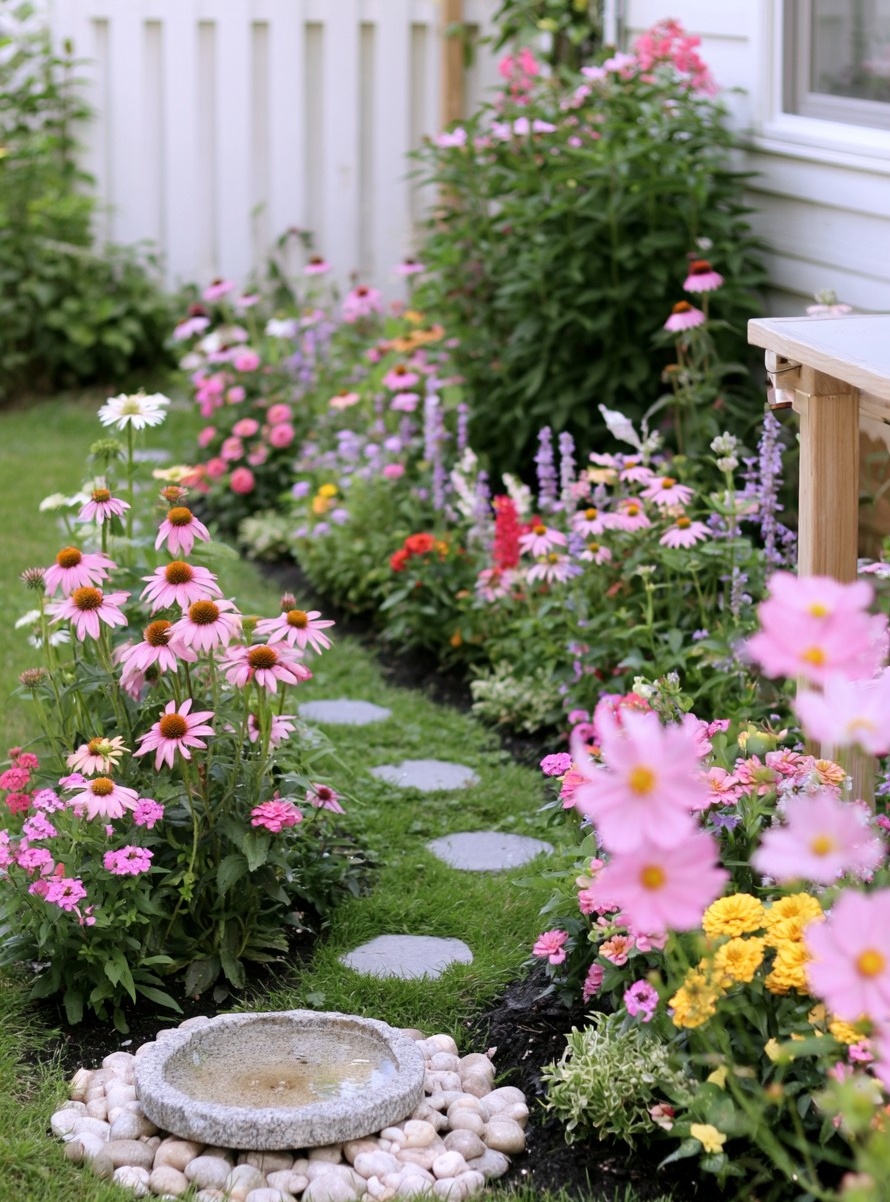 27. Flower Observation Path With A Stone Basin