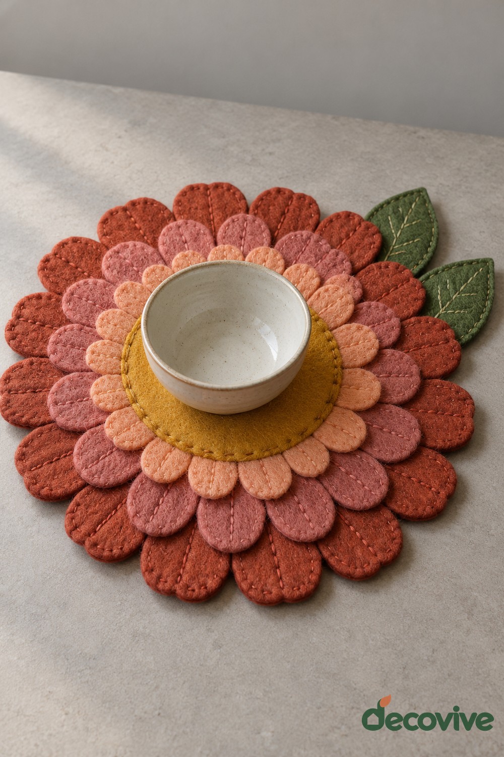 Layered Felt Flower Bowl Mat