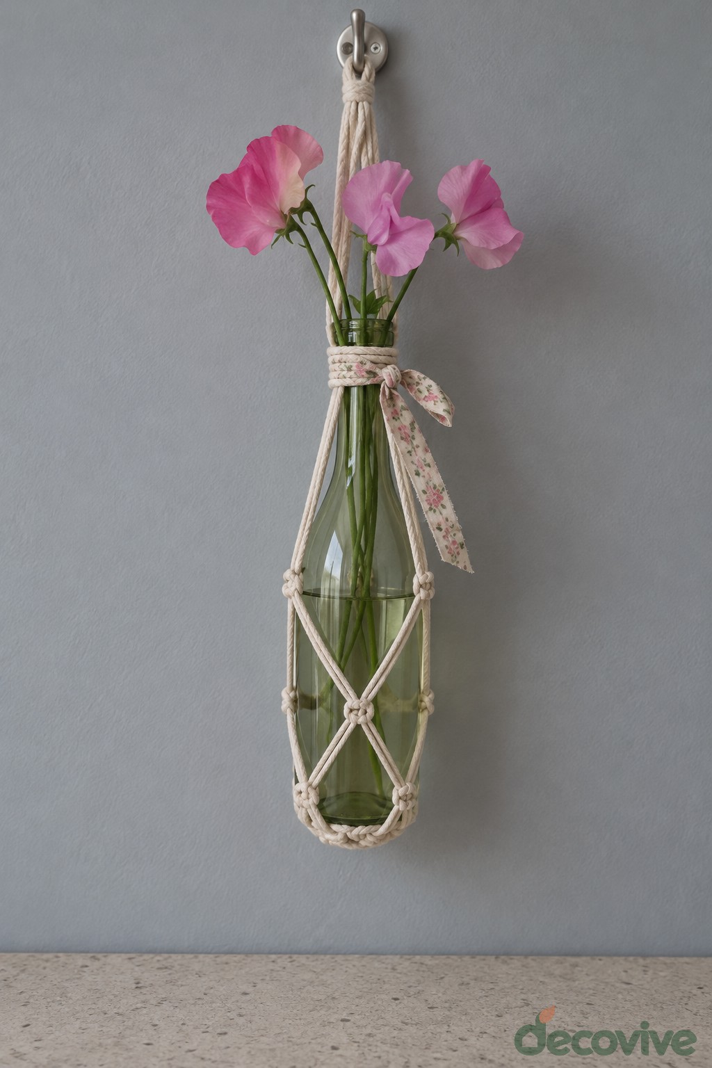 Macrame Hanging Bottle Vase