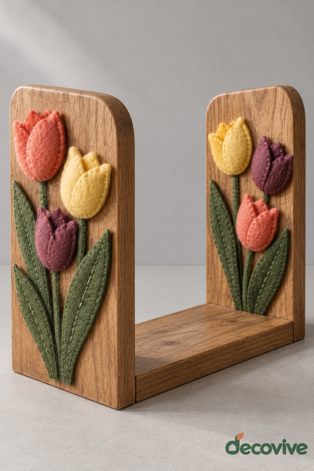 Tulip Decorated Wooden Book Stand