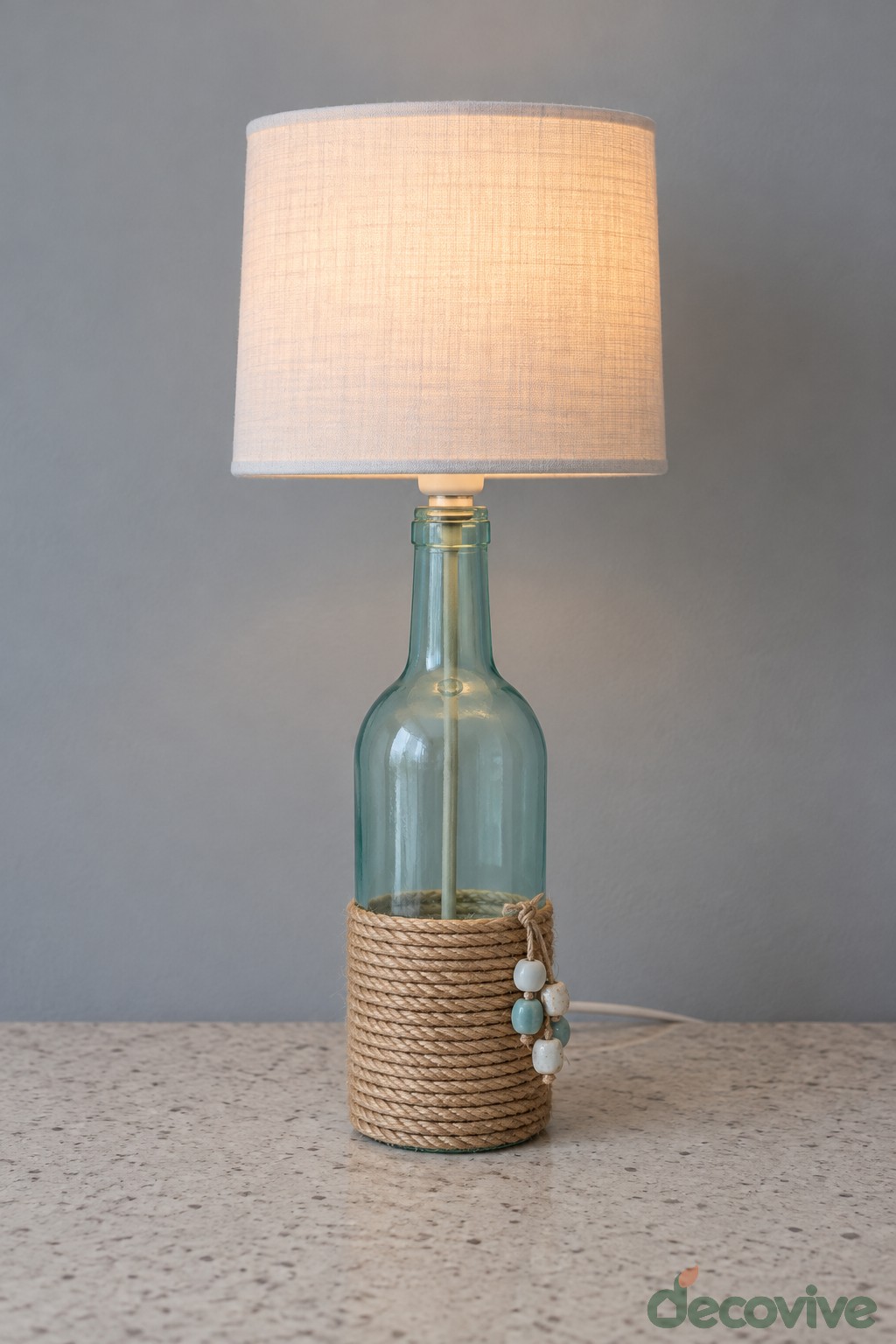 Coastal Rope Wine Bottle Table Lamp