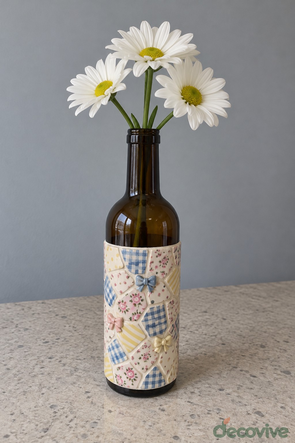Patchwork Fabric Bottle Vase