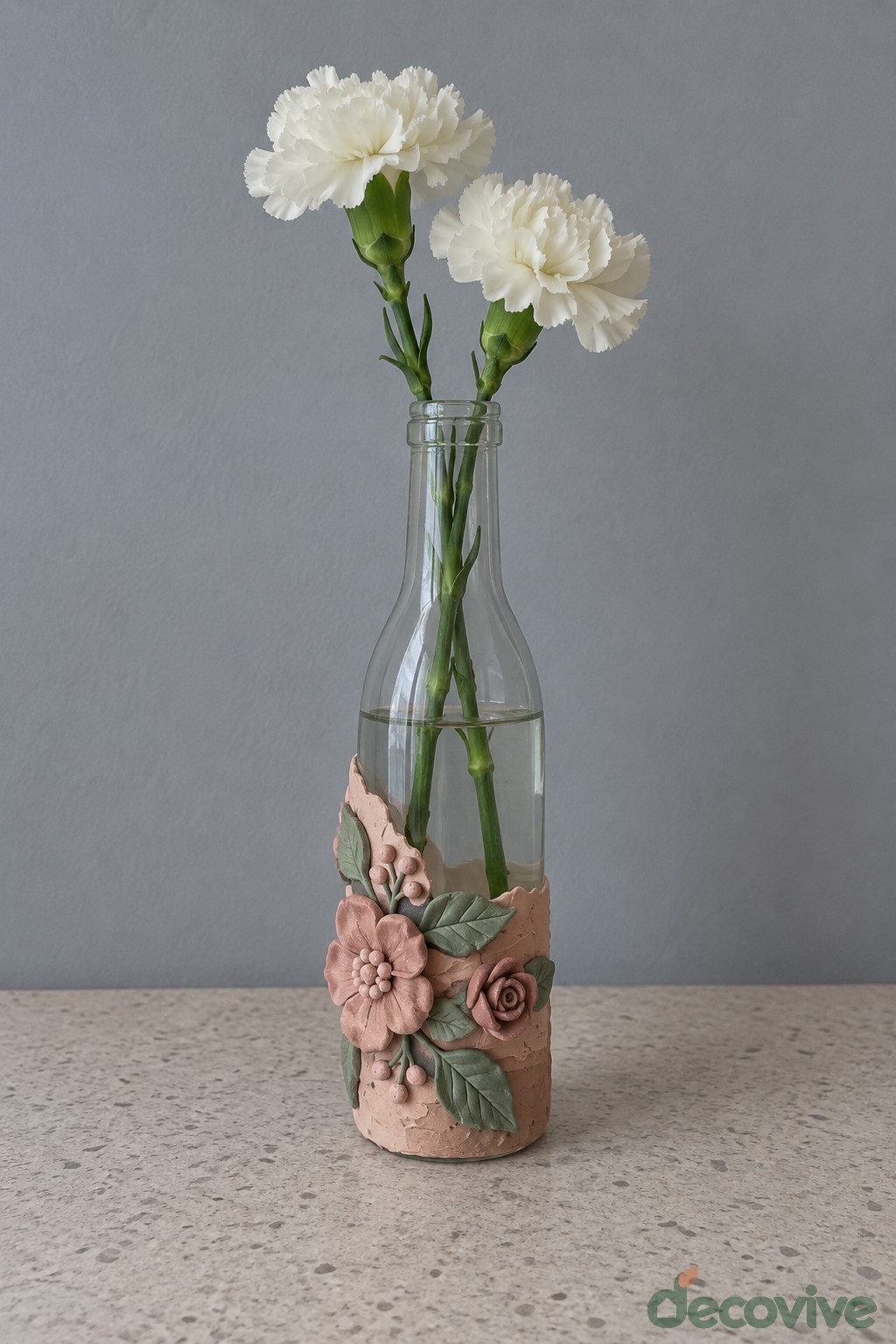 Raised Rose Bottle Vase