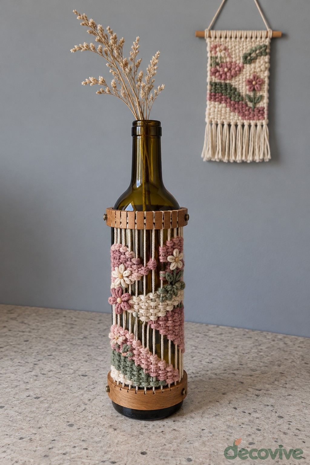 Beaded Floral Sleeve Bottle Vase