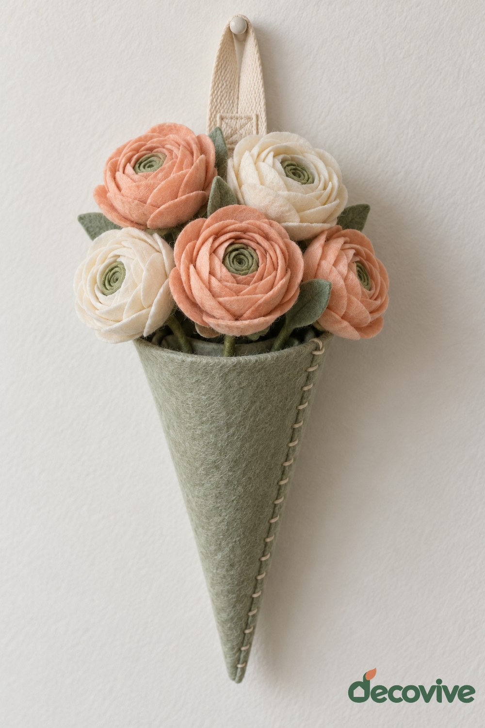 Ranunculus Felt Wall Cone