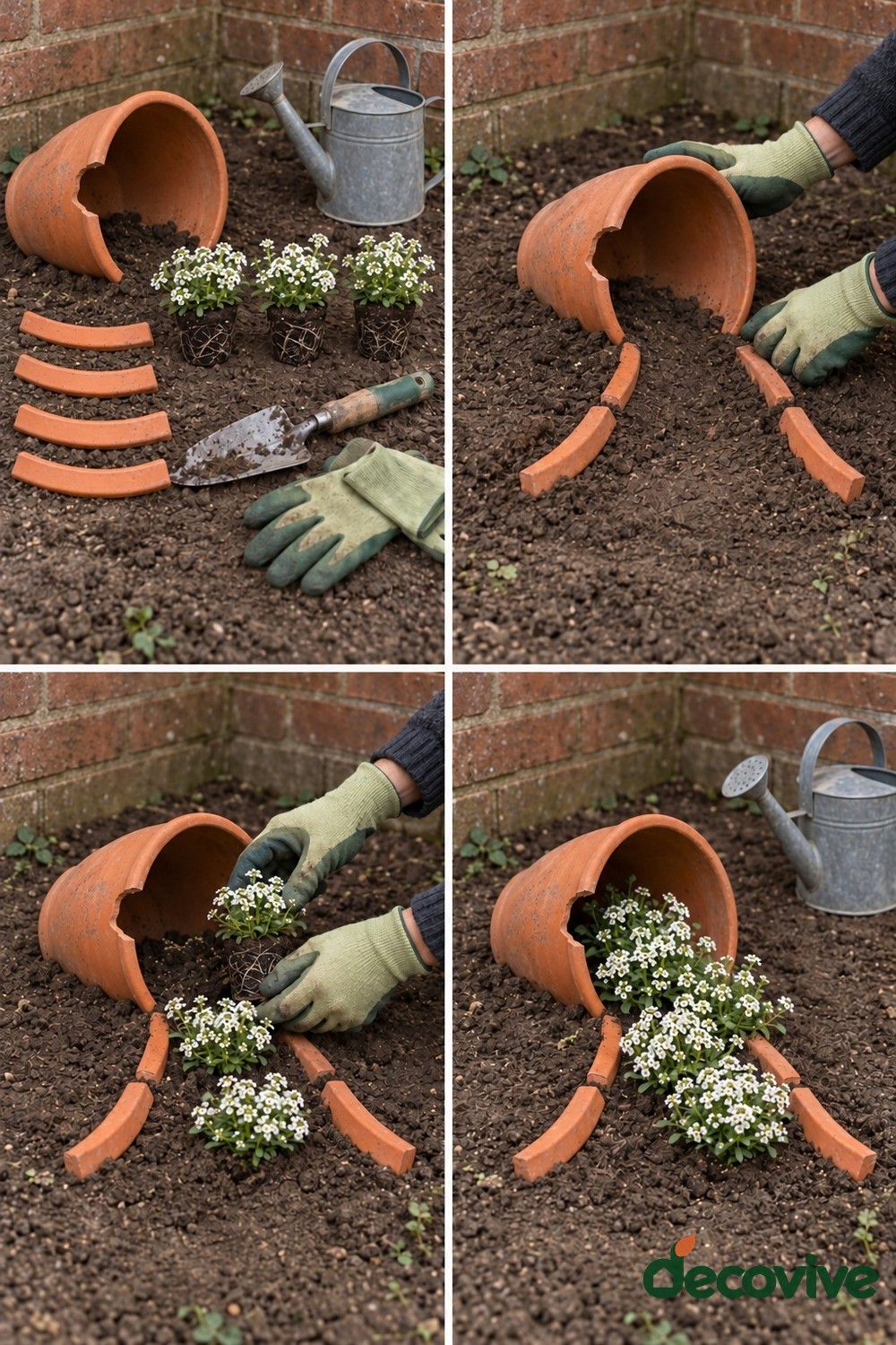 Make a Simple Broken Pot Flower Spill