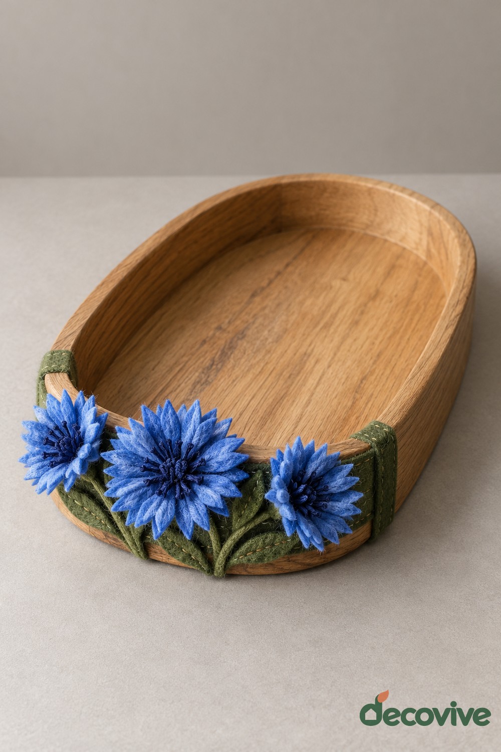 Cornflower Trimmed Wooden Tray