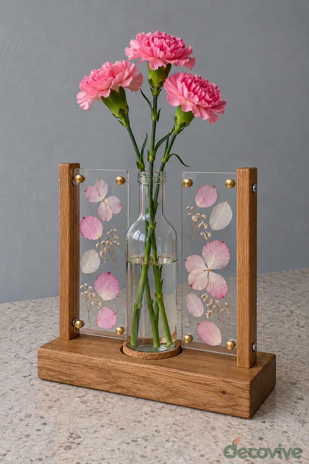 Pressed Petal Screen Bottle Vase